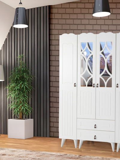 ŞAHİN 4’LÜ AYNALI GARDIROP BEYAZ