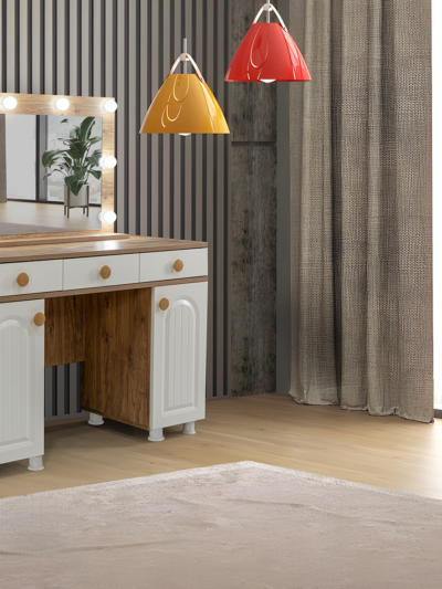 IŞIKLI MAKYAJ MASASI DOLAPLI