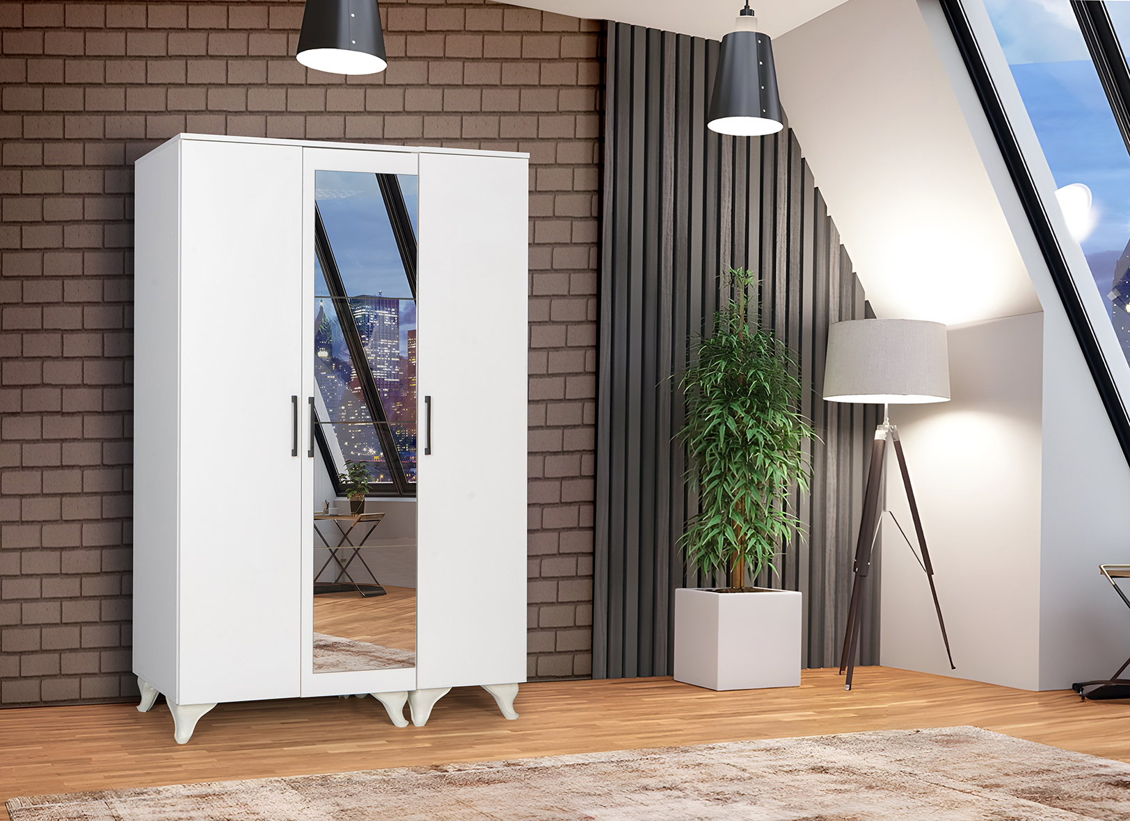 ZİRVE 3’LÜ GARDIROP BEYAZ