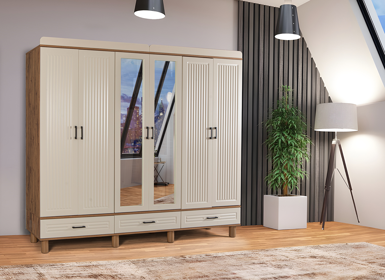 İNCİ 6’LI GARDIROP KOMPLE MDF
